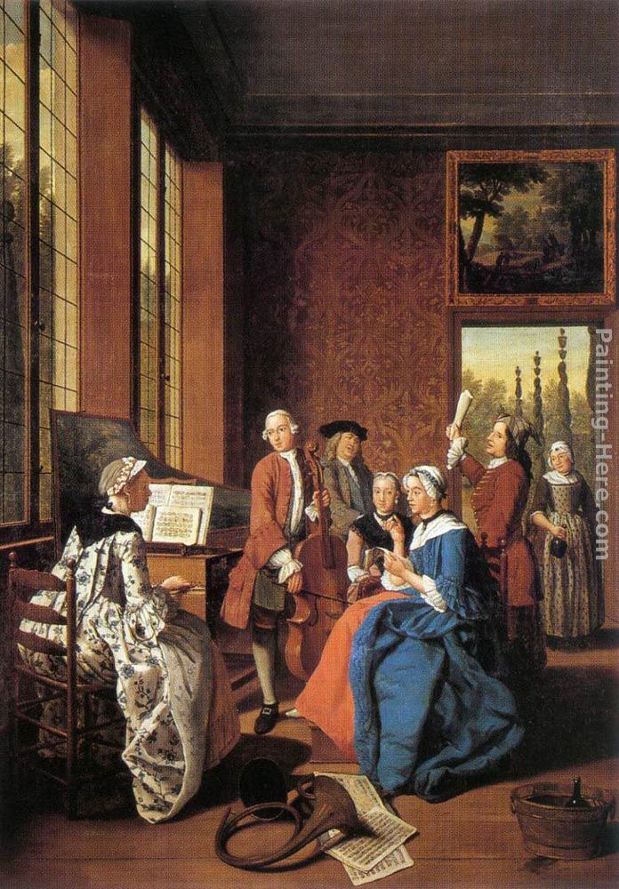 Concert in an Interior painting - Jan Jozef Horemans II Concert in an Interior art painting